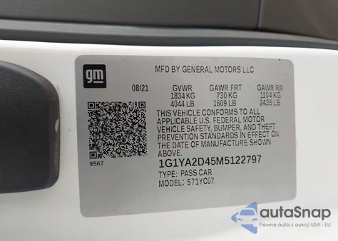 2021 Chevrolet Corvette Stingray Rwd 1Lt from USA, damaged, VIN 1G1YA2D45M5122797